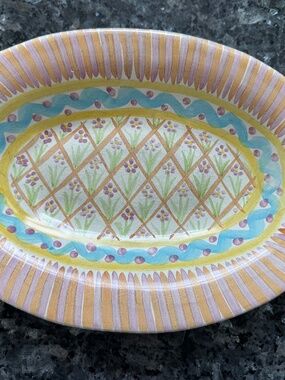 MacKenzie Childs Summer Frock 10 I" Oval Serving Platter Excellent Condition "83